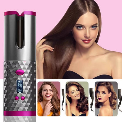 Automatic Hair Curler – Wireless Cordless Curling Iron | USB Rechargeable | LCD Display