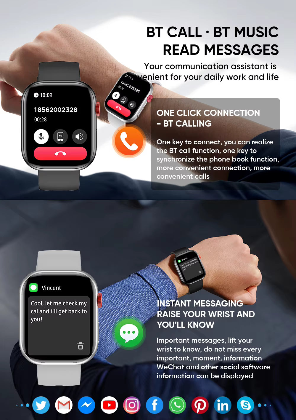 Smart Watch – 2.01-Inch Full Color Display, AI Voice Assistant, Custom Phlenu Strap & Buckle
