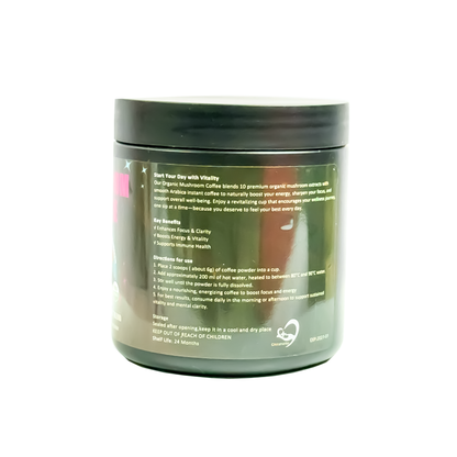 Organic Mushroom Coffee – Lions Mane + 10 Mushroom Extract Blend (180g)