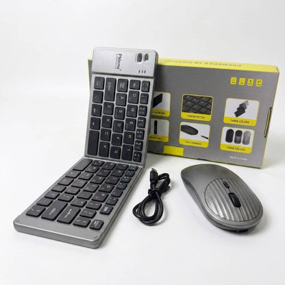 Phlenu Essentials® Wireless Folding Keyboard & Mouse Combo (Bluetooth + USB | Portable | Independent Mouse Use)