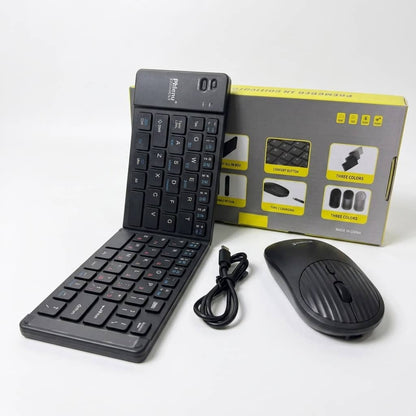 Phlenu Essentials® Wireless Folding Keyboard & Mouse Combo (Bluetooth + USB | Portable | Independent Mouse Use)