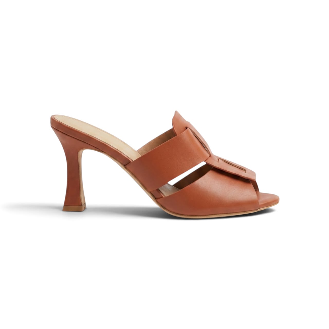 Brown Woven Block Heel Mules