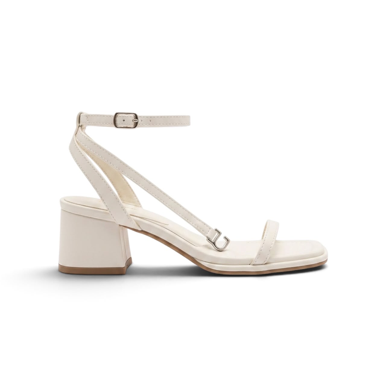 White  Lace-Up Block Heel Sandals