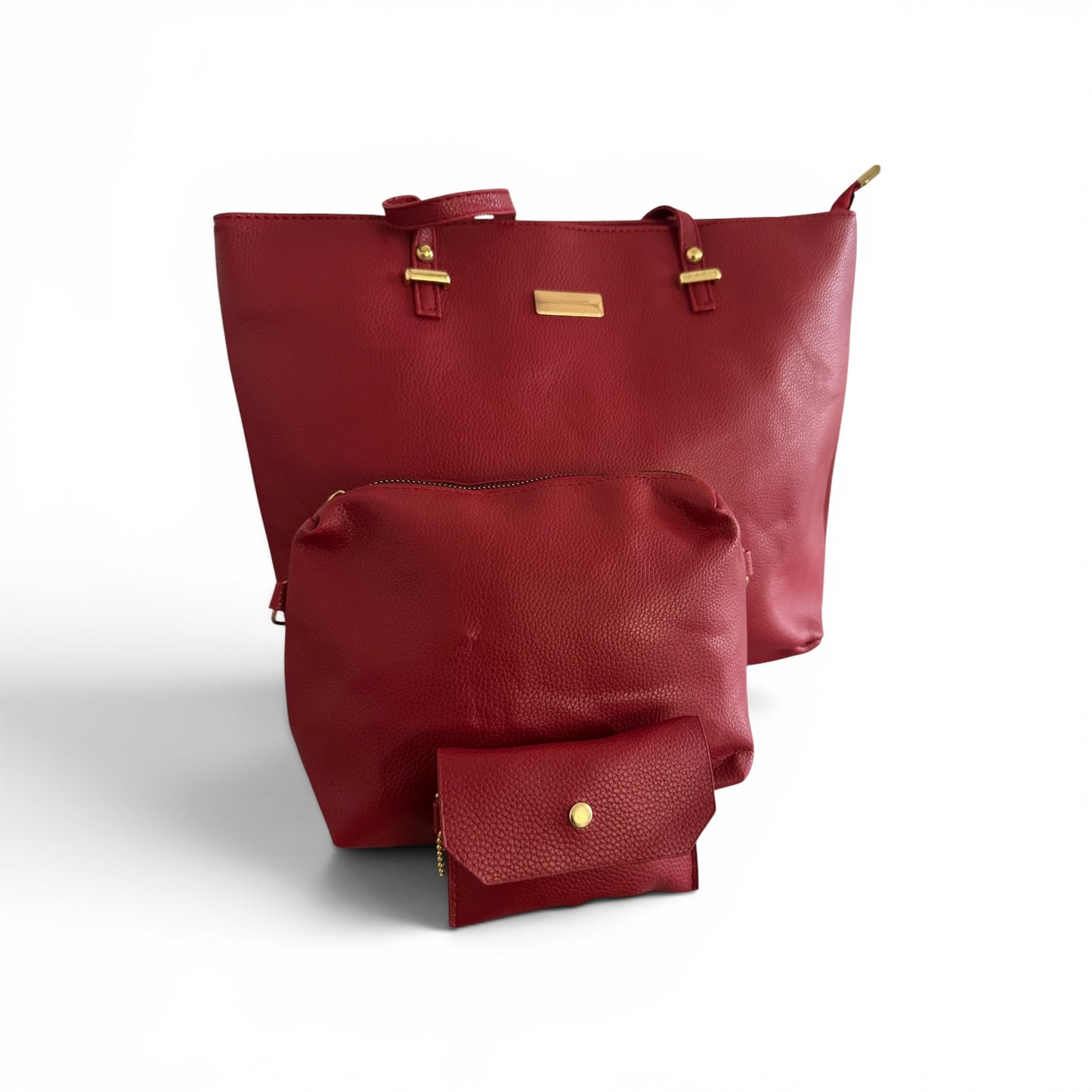 3-Piece Premium Leather Handbag Set (Tote, Shoulder Bag & Wallet)- Available in 4 Colors