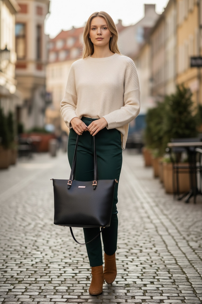 3-Piece Premium Leather Handbag Set (Tote, Shoulder Bag & Wallet)- Available in 4 Colors
