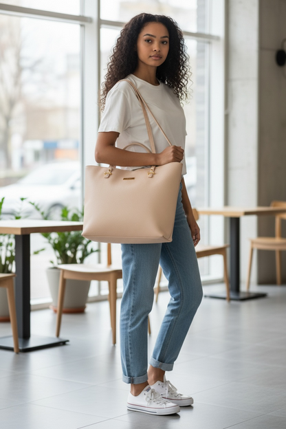 3-Piece Premium Leather Handbag Set (Tote, Shoulder Bag & Wallet)- Available in 4 Colors