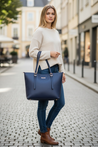 3-Piece Premium Leather Handbag Set (Tote, Shoulder Bag & Wallet)- Available in 4 Colors