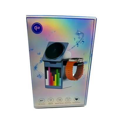 6-in-1 Pixel Animation Wireless Charger & Bluetooth Speaker – Charges Phone, Smartwatch & Earphones