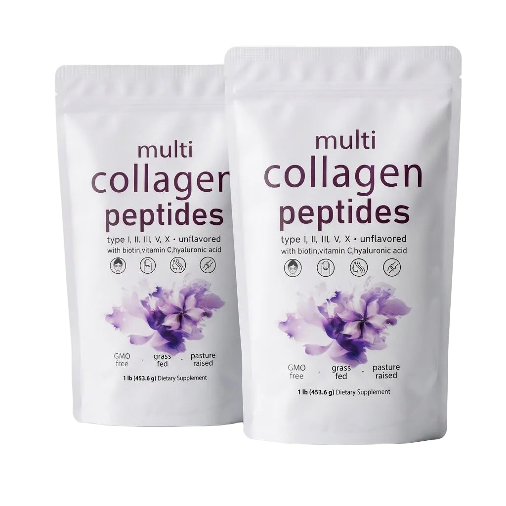 Multi Collagen Peptides Powder with Biotin, Vitamin C & Hyaluronic Acid – 1, 2 & 4 Pack