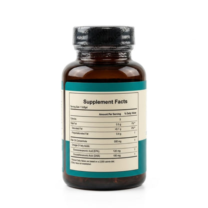 ROZ Omega-3 Fish Oil Supplement – EPA 120mg + DHA 180mg, 60 Softgels