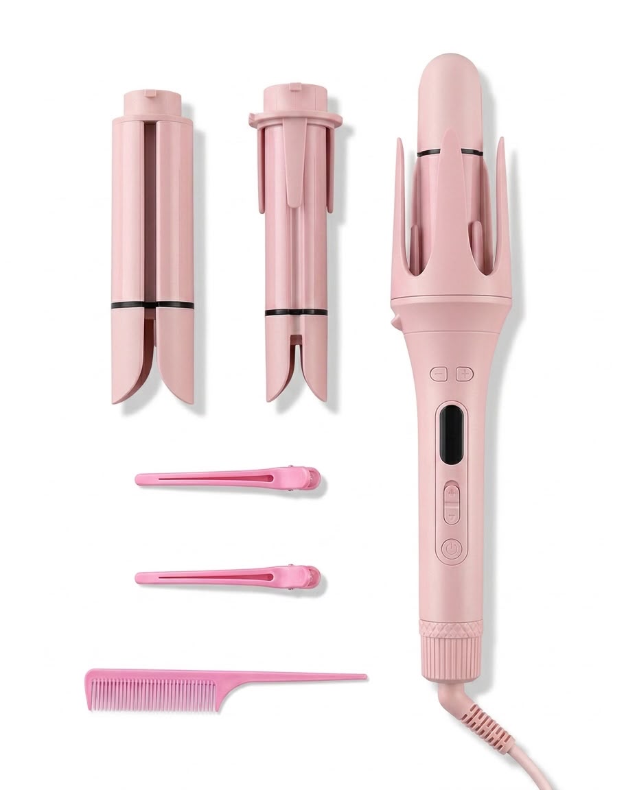 3-in-1 Automatic Curling Iron – Interchangeable Barrels 26/32/40mm | Negative Ions | 3 Heat Settings