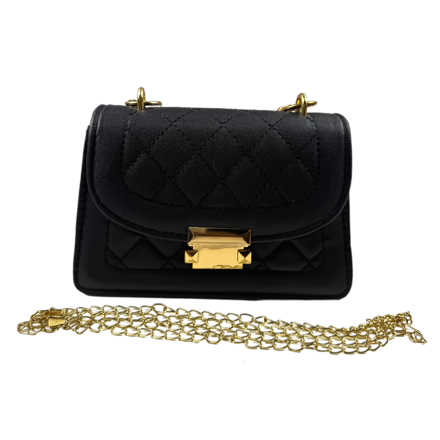Quilted Crossbody Bag with Gold Chain