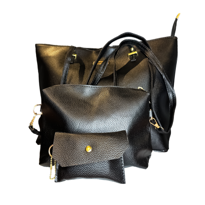 3-Piece Premium Leather Handbag Set (Tote, Shoulder Bag & Wallet)- Available in 4 Colors
