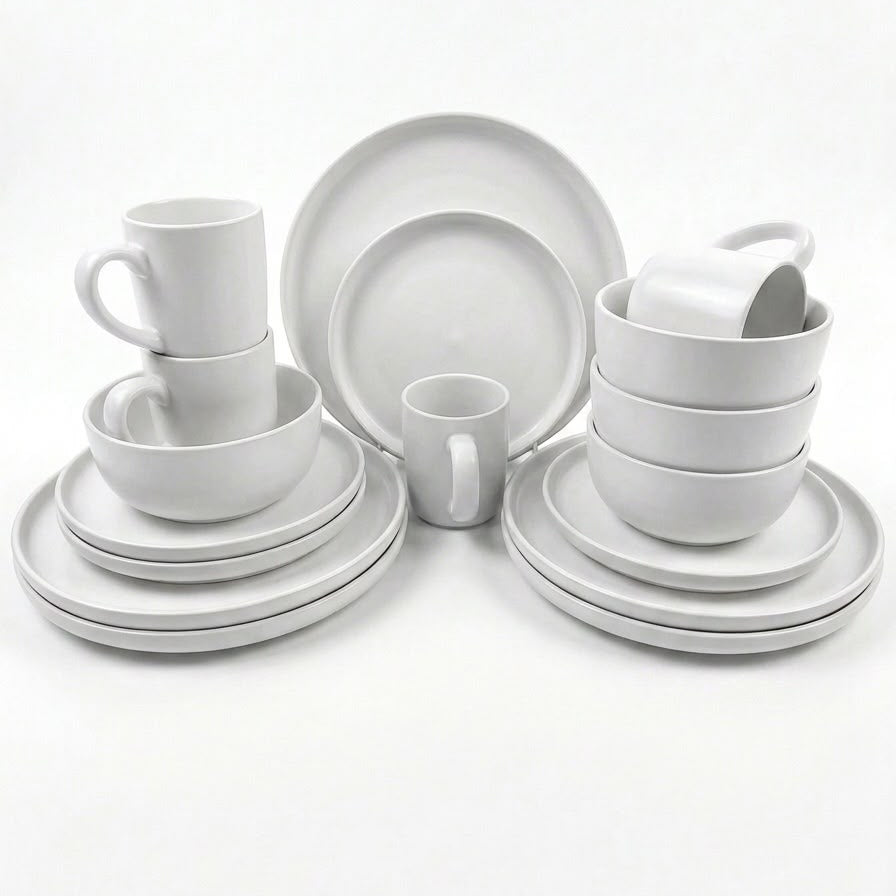 Modern Design Ceramic Dinnerware Set – 8 or 16 Piece | 4 Colours
