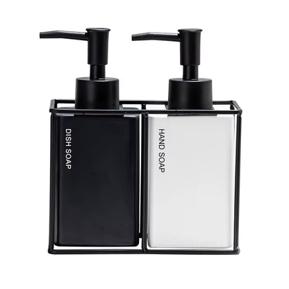 Modern Ceramic Soap Dispenser Set with Iron Rack