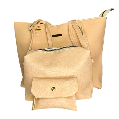 3-Piece Premium Leather Handbag Set (Tote, Shoulder Bag & Wallet)- Available in 4 Colors