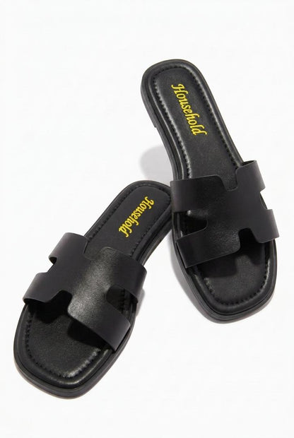 Women's Classic H Flat Slides – Square-Toe Sandals