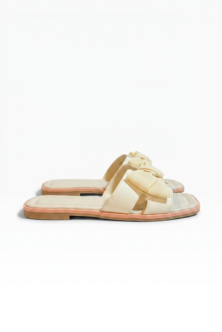 Women’s Double Bow Flat Slides – Elegant Slip-On Sandals
