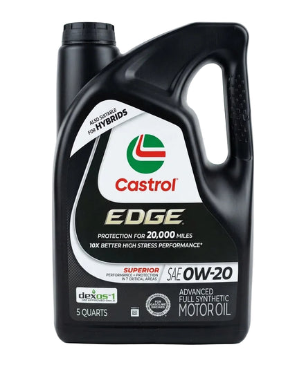 Castrol EDGE 0W-20 Advanced Full Synthetic Motor Oil, 5 Quarts (4.73L)