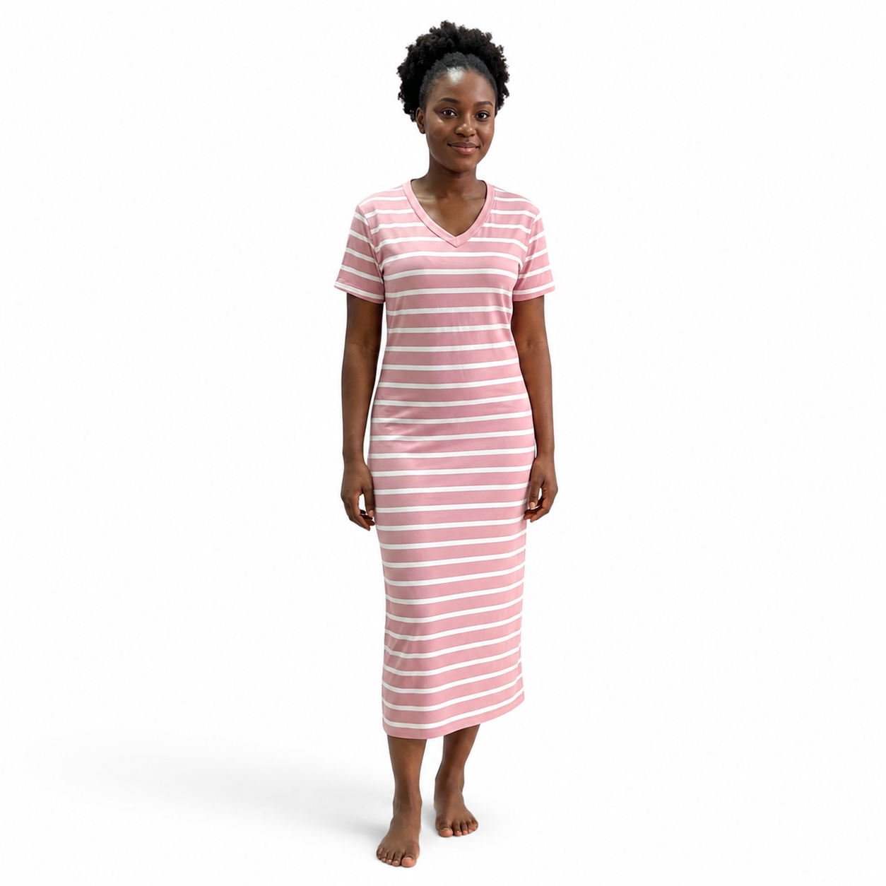 Striped V-Neck Maxi Dress