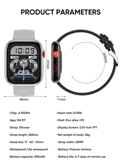 Smart Watch – 2.01-Inch Full Color Display, AI Voice Assistant, Custom Phlenu Strap & Buckle