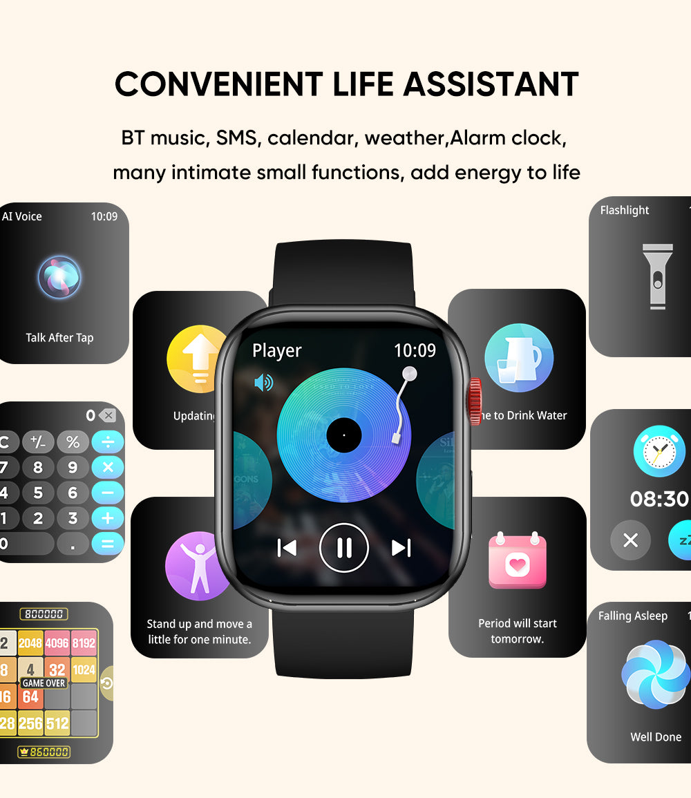 Smart Watch – 2.01-Inch Full Color Display, AI Voice Assistant, Custom Phlenu Strap & Buckle