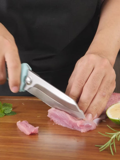 Dual-Purpose Kitchen Scissors | Bone Shears & Knife | Magnetic Storage | Serrated Blade | 3CR14
