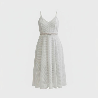 White Chevron Lace Maxi Dress