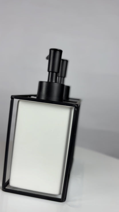 Modern Ceramic Soap Dispenser Set with Iron Rack