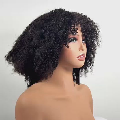Machine Made Wig | Afro Kinky Curly | Natural Color | 180% Density | 14 Inch