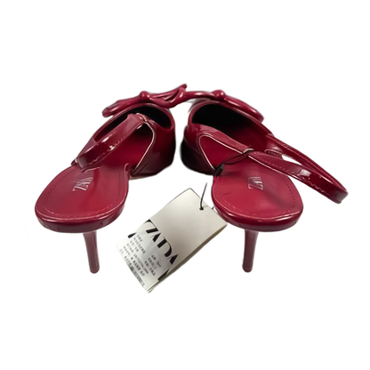 Zara Cherry Patent Bow Slingback Heels