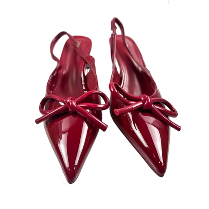 Zara Cherry Patent Bow Slingback Heels