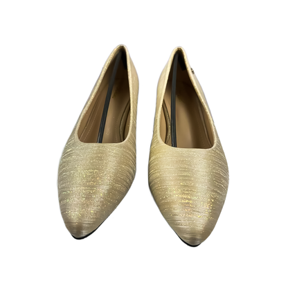 Champagne Textured Block Heel Pumps