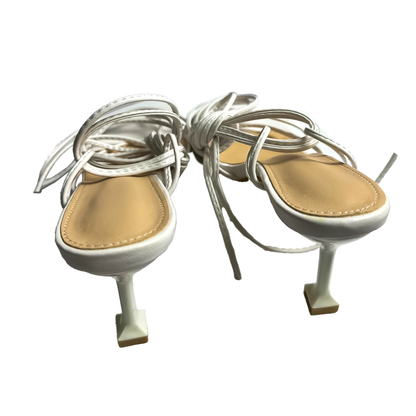 Silver Strappy Tie-Up Heel Sandals