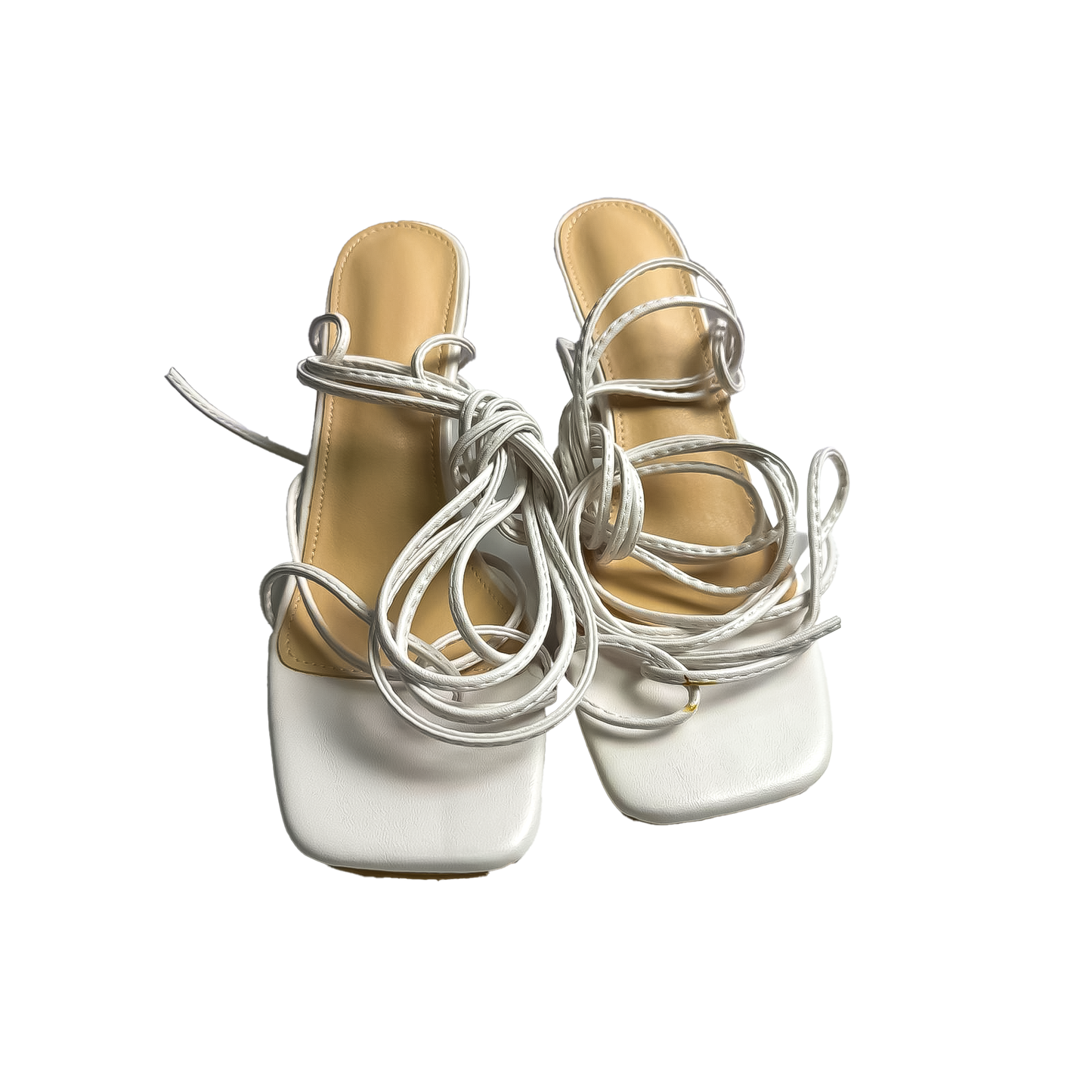 Silver Strappy Tie-Up Heel Sandals