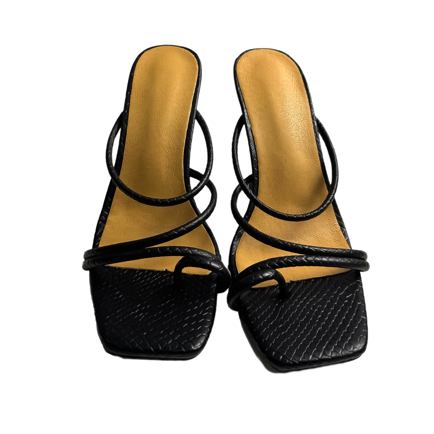 Black Braided Strappy Stiletto Mules
