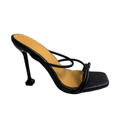 Black Braided Strappy Stiletto Mules