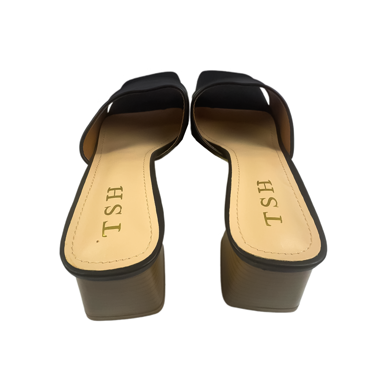 The "Classic Slide" Black Block Heel Mules