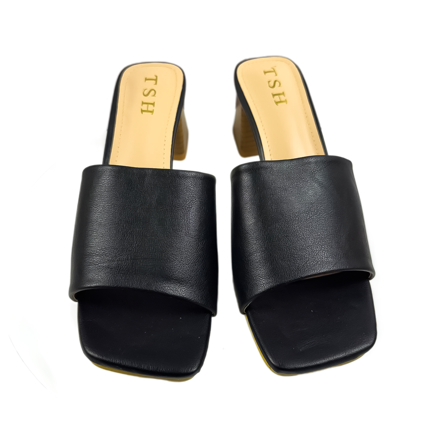 The "Classic Slide" Black Block Heel Mules