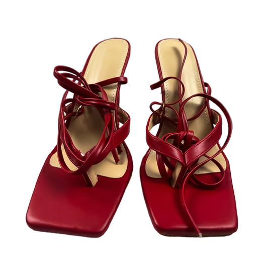 Crimson Tie-Up Stiletto Sandals