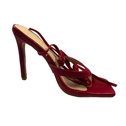 Crimson Tie-Up Stiletto Sandals