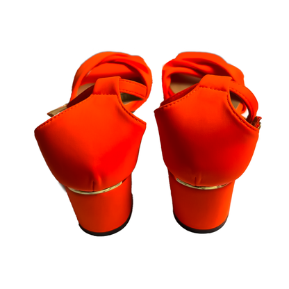 Tangerine Dream Ruched Block Heel Sandals