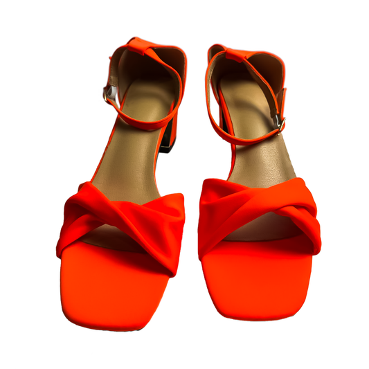 Tangerine Dream Ruched Block Heel Sandals