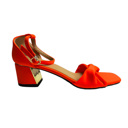 Tangerine Dream Ruched Block Heel Sandals