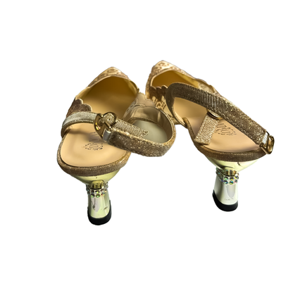 Golden Goddess Embellished Slingback Heels