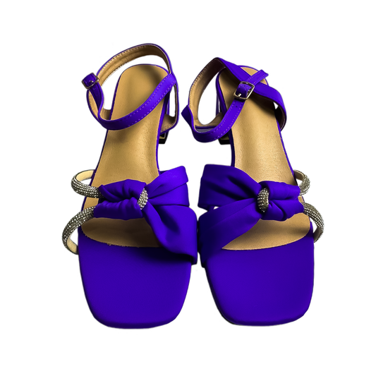 Royal Purple Ruched Block Heel Sandals