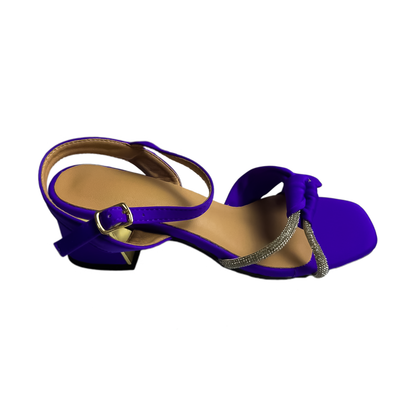 Royal Purple Ruched Block Heel Sandals