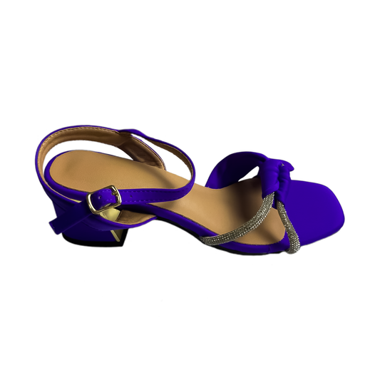 Royal Purple Ruched Block Heel Sandals