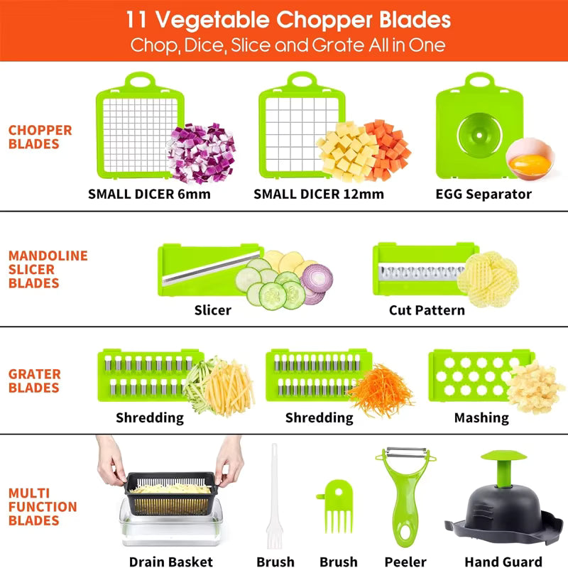 14-in-1 Multifunctional Vegetable Chopper & Slicer Set
