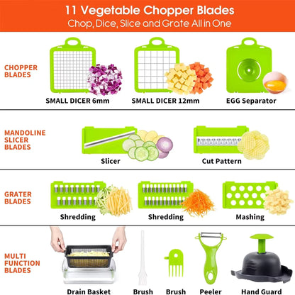 14-in-1 Multifunctional Vegetable Chopper & Slicer Set